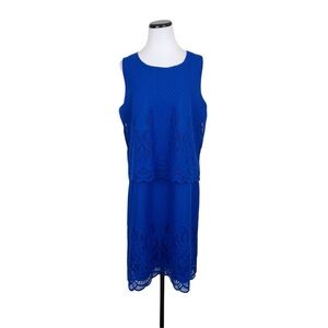 Charter Club Sleeveless Layered Lace Dress Blue Size 1X